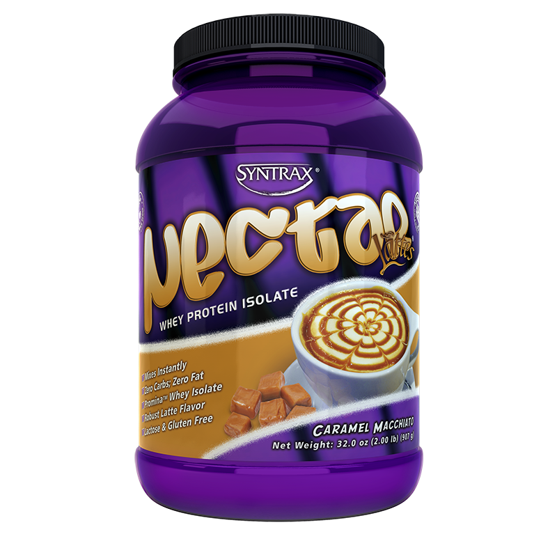 Syntrax Nectar Lattes Whey Protein Isolate 907 g (2 lbs) Caramel Macchiato + เมื่อซื้อคู่กับ Nectar Medical รับฟรี! ส่วนลด 300 บาท