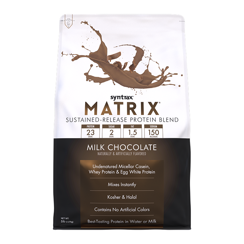 SYNTRAX MATRIX PROTEIN BLEND 2.27 kg. (5 lbs) Milk Chocolate เมื่อซื้อ Syntrax Matrix ขนาด 5 ปอนด์ (รสใดก็ได้) จำนวน 2 ถุง รับฟรี!! ส่วนลด 300 บาท