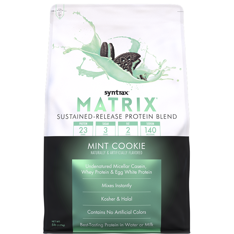 SYNTRAX MATRIX PROTEIN BLEND 2.27 kg. (5 lbs) Mint Cookie เมื่อซื้อ Syntrax Matrix ขนาด 5 ปอนด์ (รสใดก็ได้) จำนวน 2 ถุง รับฟรี!! ส่วนลด 300 บาท